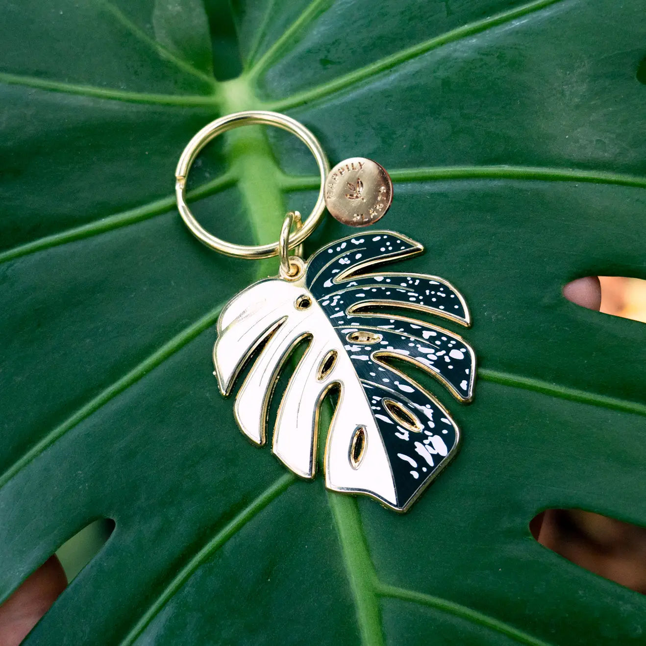 Monstera Albo Plant Keychain