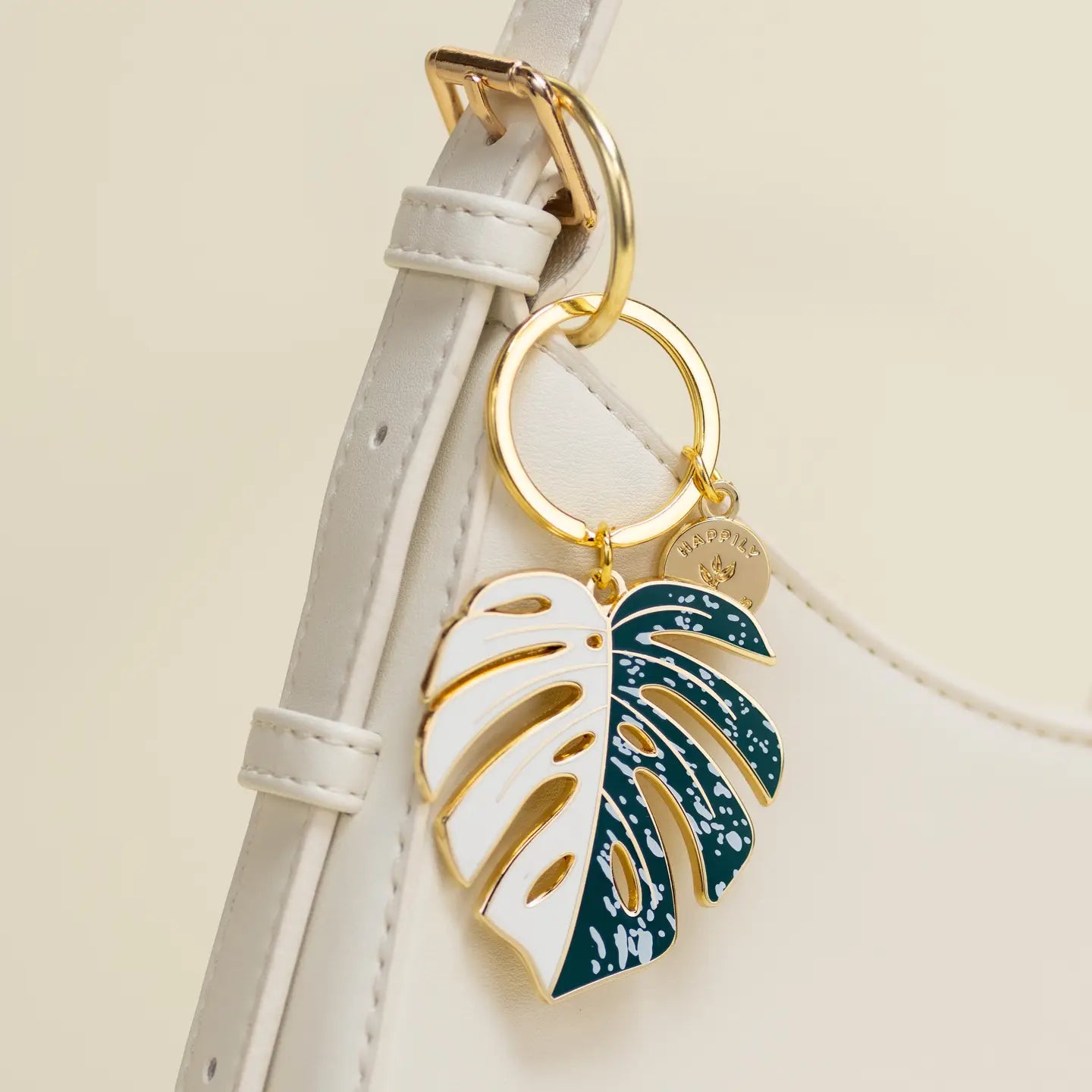 Monstera Albo Plant Keychain