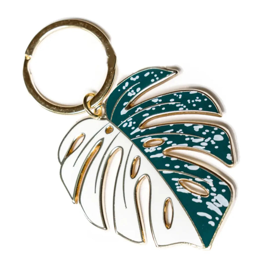 Monstera Albo Plant Keychain