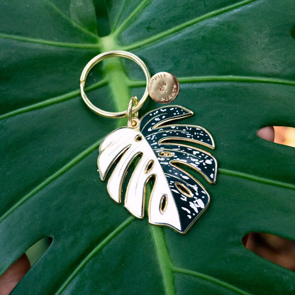Monstera Albo Plant Keychain